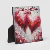 I Love You Two Abstract Hearts Personalized フォトプラーク (正面)