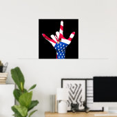 I love You USA Flag Poster ポスター (ホームオフィス)