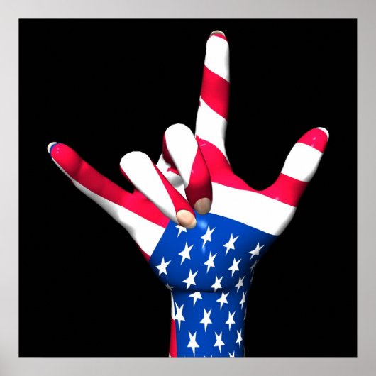 I love You USA Flag Poster ポスター (正面)