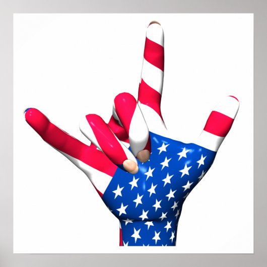 I love You USA Flag Poster ポスター (正面)