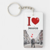 I Love You Valentines パーソナライズされた Day写真 キーホルダー (正面)