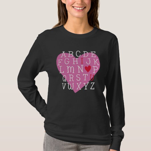 I LOVE YOU Valentines Day Alphabet Teacher Student Tシャツ (正面)