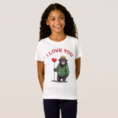 I Love You - verliebter Gorilla mit Herz Tシャツ (正面フル)
