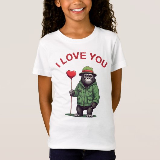 I Love You - verliebter Gorilla mit Herz Tシャツ (正面)