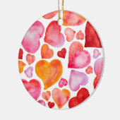 I love you watercolor hearts セラミックオーナメント (左)