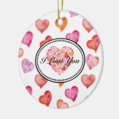I love you watercolor hearts セラミックオーナメント (左)