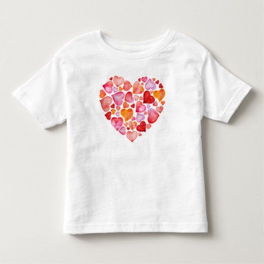 I love you watercolor hearts トドラーTシャツ (正面)