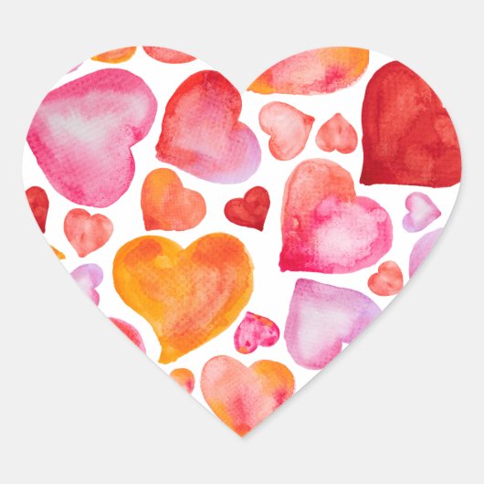 I love you watercolor hearts ハートシール (正面)