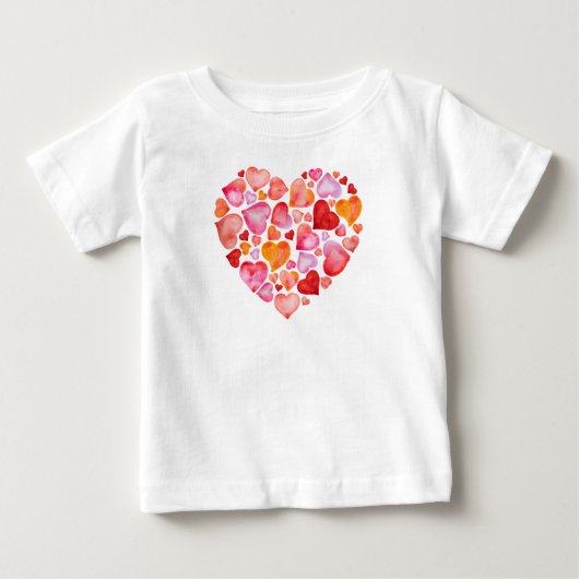 I love you watercolor hearts ベビーTシャツ (正面)
