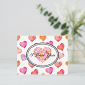 I Love You Watercolor Hearts ポストカード (スタンド正面)