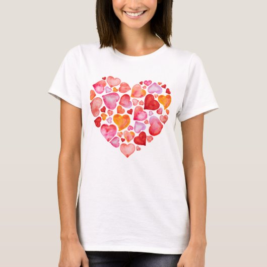 I love you watercolor hearts tシャツ (正面)