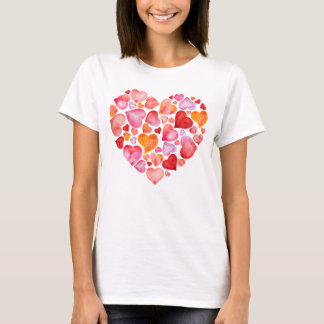 I love you watercolor hearts tシャツ