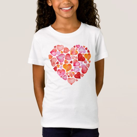 I love you watercolor hearts tシャツ (正面)