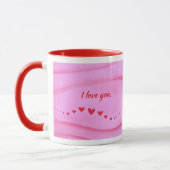 I love you, wave of red hearts custom mugs マグカップ (左)