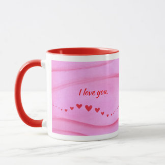 I love you, wave of red hearts custom mugs マグカップ