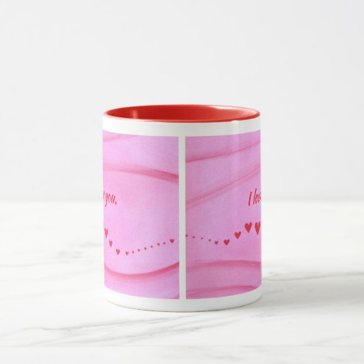 I love you, wave of red hearts custom mugs マグカップ (中央)