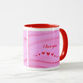 I love you, wave of red hearts custom mugs マグカップ (正面右)