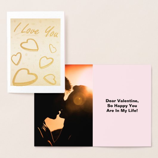 I Love You withハート、写真と引用文 箔カード (ディスプレー)