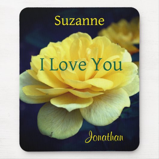 I Love You Yellow Rose Personalized マウスパッド (正面)