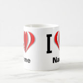 I Love [Your Name]"ハート・マグ コーヒーマグカップ (中央)