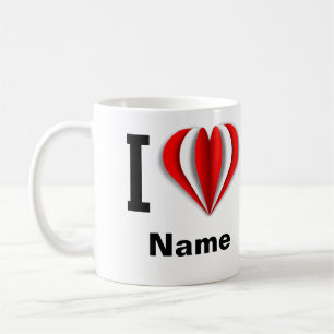 I Love [Your Name]"ハート・マグ コーヒーマグカップ