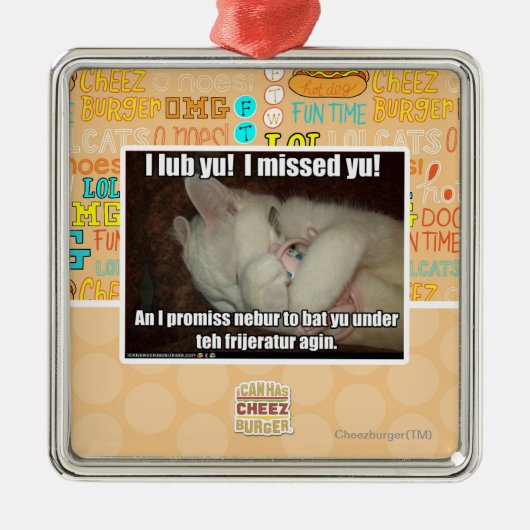 I lub Yu! 私はyuを恋しく思いました! メタルオーナメント (正面)