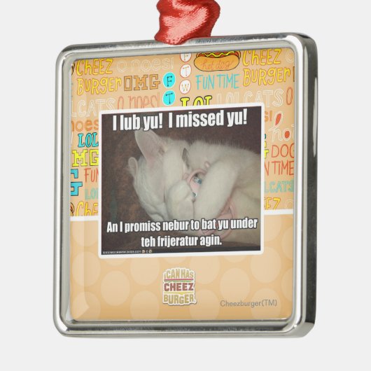 I lub Yu! 私はyuを恋しく思いました! メタルオーナメント (左)