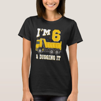 I m 6と掘る6th誕生日少年建築 tシャツ