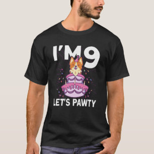 I m 9日犬パーティーキッズ9th誕生日Corgi Dog T Tシャツ