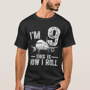 I m 9飛行機9歳転がの誕生 tシャツ