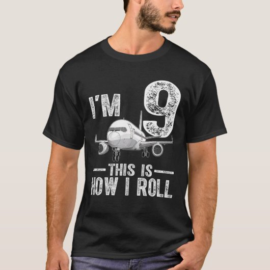 I m 9飛行機9歳転がの誕生 tシャツ (正面)