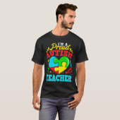 I M A自閉症誇りを持った先生パズルハート自閉症 Tシャツ (正面フル)
