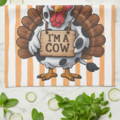 I’m a Cow Turkey | Funny Thanksgiving Disguise キッチンタオル (折り畳み)