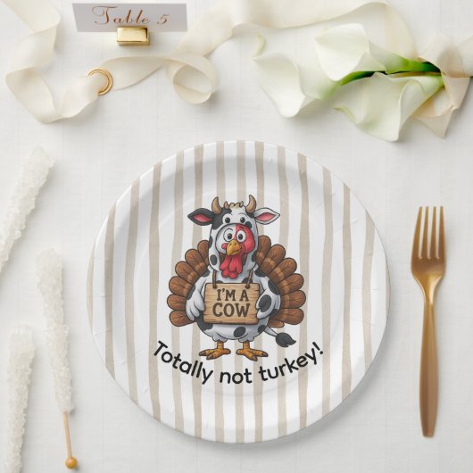 I’m a Cow Turkey | Funny Thanksgiving Disguise ペーパープレート (ウェディング)