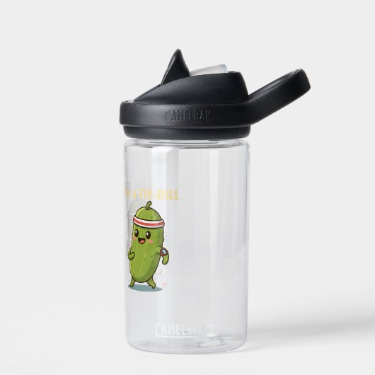 I’m a Fit-Dill! Funny Fitness Pickle Pun Design |  ウォーターボトル (左面)