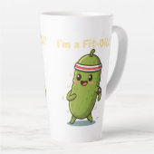 I’m a Fit-Dill! Funny Fitness Pickle Pun Design |  カフェラテマグ (右アングル)