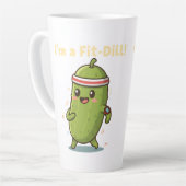 I’m a Fit-Dill! Funny Fitness Pickle Pun Design |  カフェラテマグ (左アングル)