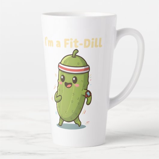 I’m a Fit-Dill! Funny Fitness Pickle Pun Design |  カフェラテマグ (右)