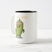 I’m a Fit-Dill! Funny Fitness Pickle Pun Design |  ツートーンマグカップ (正面左)