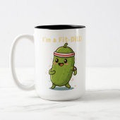 I’m a Fit-Dill! Funny Fitness Pickle Pun Design |  ツートーンマグカップ (左)