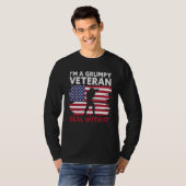 I m a grumpy veteran Deal with it USA Flag America Tシャツ (正面フル)