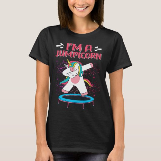 I m A Jumpicorn Unicorn Trampoline Fitness Jumping Tシャツ (正面)