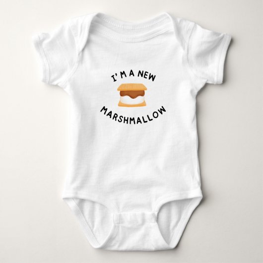 I’m a New Marshmallow Baby Bib | Cute S’mores ベビーボディスーツ (正面)