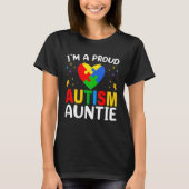 I m a Proud Autism Aunt Autism Awareness Puzzle Pi Tシャツ (正面)