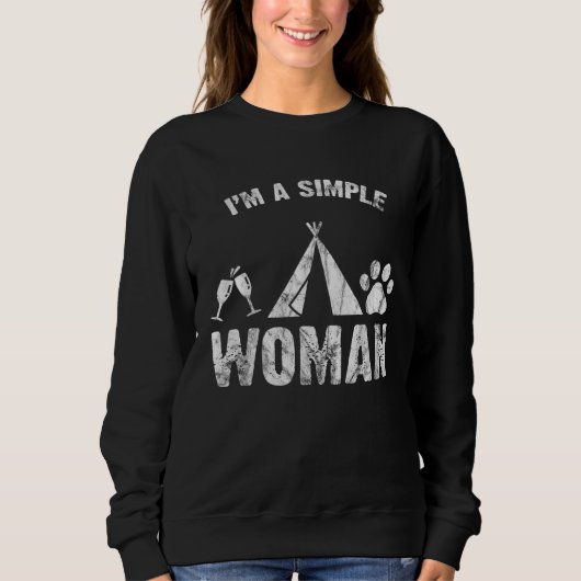 I m A Simple Woman Wine Camping Dog スウェットシャツ (正面)