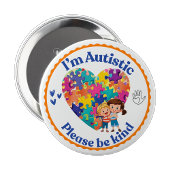 I’m Autistic please be kind pin button badge 缶バッジ