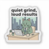 I’m Building a New Me Sticker Cute Cat Motivation シール (正面)