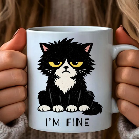 I’m Fine - Funny cat mug コーヒーマグカップ