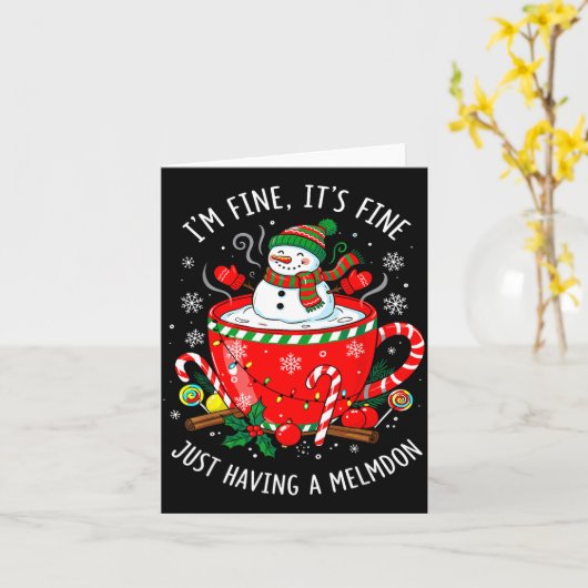 I’m Fine It’s Fine Just Having Meltdown Funny Chri カード (黄色い花)