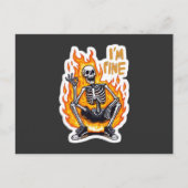 I’m Fine Skeleton on Fire Funny Sticker Illustrati ポストカード (正面)